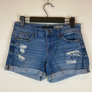 Aeropostale MIDI Jean Shorts women’s size 2 Distressed